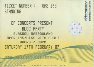 Bloc Party ticket