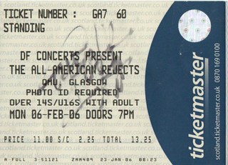 All American Rejects ticket
